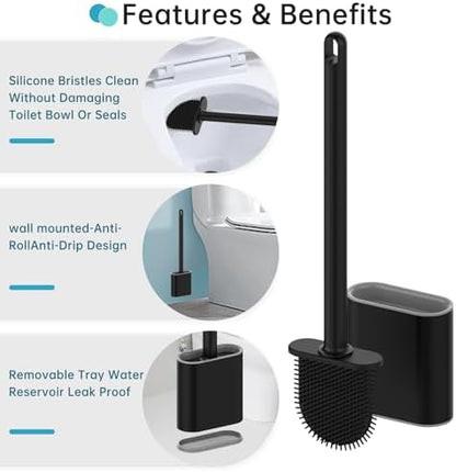 rv Essentials, RV Toilet Brush, Toilet Brush Silicone Won't Damage Toilets, Wall Mounted Toilet Brush-Anti-Roll, Anti-Drip Design, Suitable for RV Travel Trailers and Campers, Made by RVers for RVers