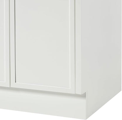 ARIEL Kelly 66-inch Bathroom Vanity with Sink,Solid Wood, 1.5-inch Pure White Quartz Countertop & Backsplash, Double Rectangular Porcelain Sink, 4 Soft Closing Doors, 5 Dovetail Drawers, White
