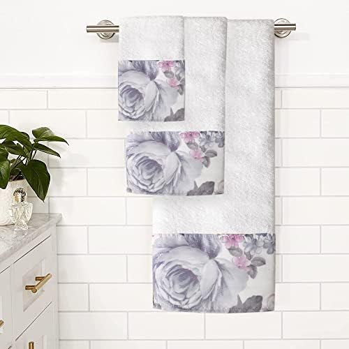Zahari Home Michelle 3 Piece Bath Towel Set - Bath, Hand and Wash Towels with Modern Decor, Unique Design and Beautiful Floral Pattern