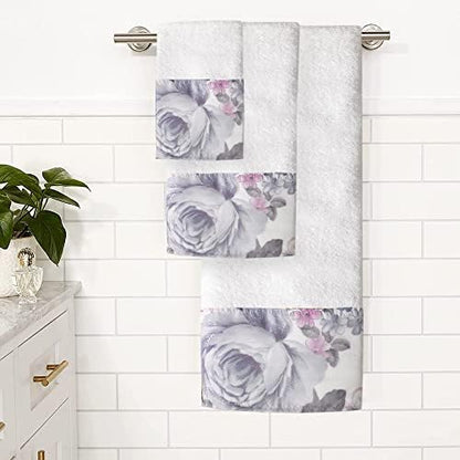 Zahari Home Michelle 3 Piece Bath Towel Set - Bath, Hand and Wash Towels with Modern Decor, Unique Design and Beautiful Floral Pattern