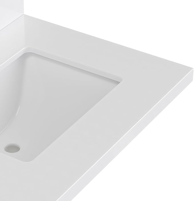 ARIEL Monroe 72-inch Bathroom Vanity with Sink,Solid Wood, 1.5-inch Pure White Quartz Countertop & Backsplash, Double Oval Porcelain Sink, 9 Dovetail Drawers, Matte Black, White Oak