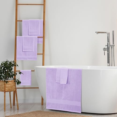 Belizzi Home 8 Piece Towel Set 100% Ring Spun Cotton, 2 Bath Towels 27x54, 2 Hand Towels 16x28 and 4 Washcloths 13x13 - Ultra Soft Highly Absorbent Machine Washable Hotel Spa Quality - Purple
