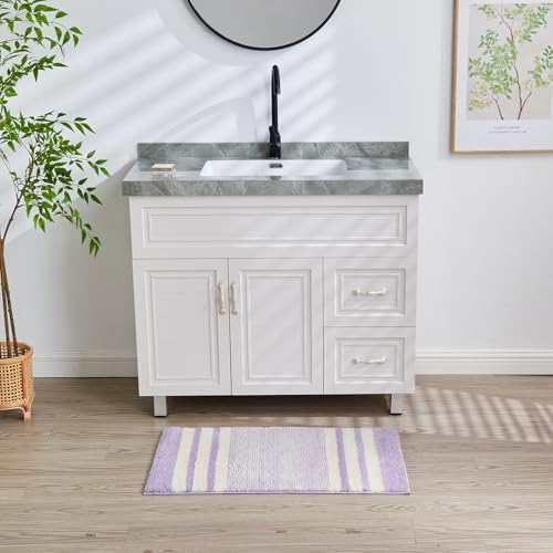 CozeCube Purple Striped 32"x20" Non Slip Washable Bath Mat