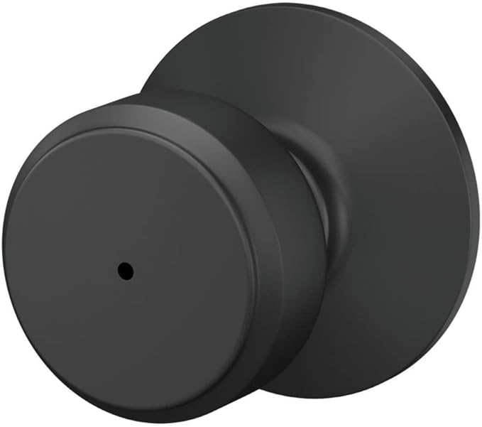SCHLAGE F40 BWE 622 Bowery Door Knob, Bed & Bath Privacy Lock, Matte Black (Pack of 4)