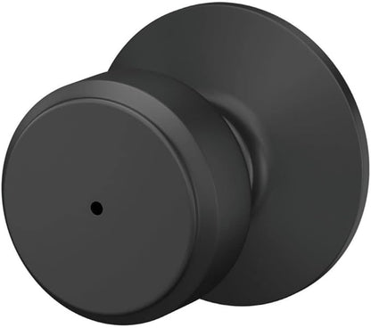 SCHLAGE F40 BWE 622 Bowery Door Knob, Bed & Bath Privacy Lock, Matte Black (Pack of 4)