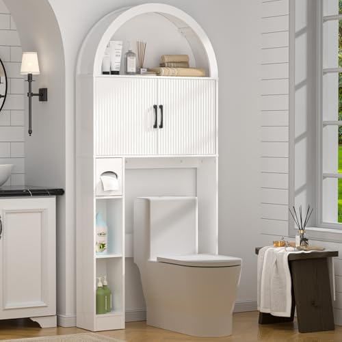 Spurgehom Over Toilet Storage Cabinet, Bathroom Arch Organizer, White