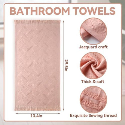 HunnmingRe 4 Pack Boho Hand Towel for Kitchen, Pink