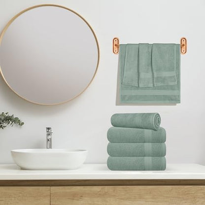 GLAMBURG Ultra Soft 6-Piece Hand Towel Set 16x28-100% Ringspun Cotton - Durable & Highly Absorbent Hand Towels - Ideal for use in Bathroom, Kitchen, Gym, Spa & General Cleaning - Jade