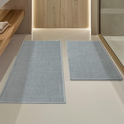 YIHOUSE Bathroom Rugs Thin Bath Mat Sets 4 Pieces Quick Dry,Light Grey
