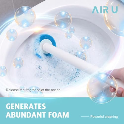 AIR U+ Disposable Toilet Brush, Toilet Bowl Cleaning System with 24 Count Wand Refill, Clean Brush Starter Kit with 1 Toilet Wand, 1 Storage Caddy and 1 Fragrant Tablet (1 + 24)
