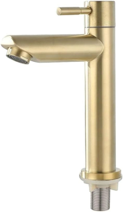 Faucet Faucet 1/2Inch 304 Stainless Steel Single Cold Water Tap Gold Black Silver Color Deck Mounted Basin Sink Faucet(Gold) Faucet