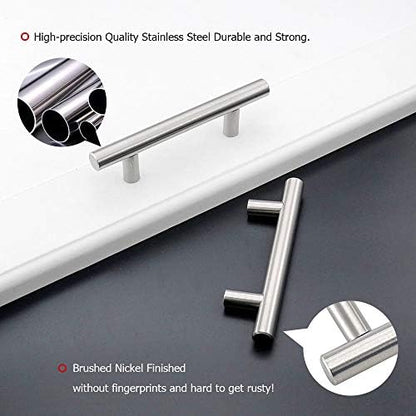 homdiy 20 Pack Drawer Pulls Brushed Nickel Cabinet Pulls 201SN Cabinet Hardware Modern Kitchen Cabinet Handles 2-1/2 Hole Centers Cupboard Handles