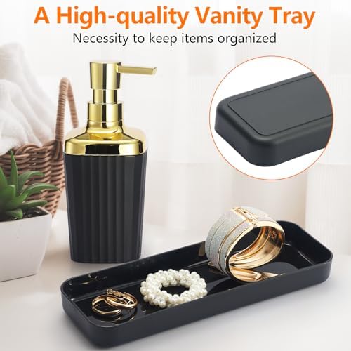 9 PCS Black Bathroom Accessories Set with Trash Can Bathroom Accessory