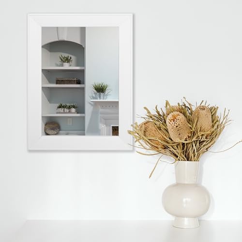 Ruomeng Rectangular Wall Mirror 12" x 16" Framed Mirror for Bathroom White