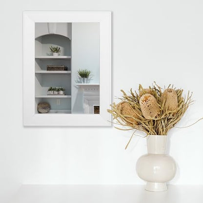 Ruomeng Rectangular Wall Mirror 12" x 16" Framed Mirror for Bathroom White