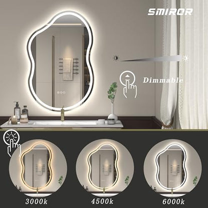 SMIROR 24x36 Irregular Led Lighted Bathroom Vanity Mirror