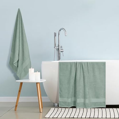 GLAMBURG Premium Cotton Oversized 2 Pack Bath Sheet 35x70-100% Pure Cotton - Ideal for Everyday use - Ultra Soft & Highly Absorbent - Machine Washable - Jade