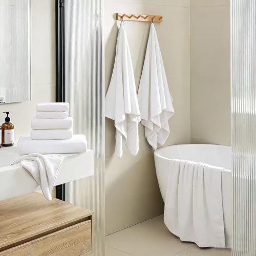 Hailea Luxury Bath Towels Set - 12 Piece (4 Large Bath Towels,4 Hand Towels,4 Washcloths), 100% Microfiber,Extra Absorbent Super Soft & Quick Dry,Complete Family Pack for Bathroom Gym Pool,White