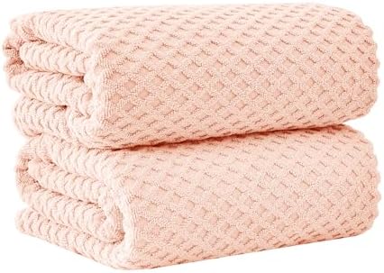 Great Bay Home Oversized Bath Sheets - 100% Cotton 2 Pack 68x35 Extra Large Towel - Absorbent, Durable, Quick-Dry Towels for Bathroom (Pink)
