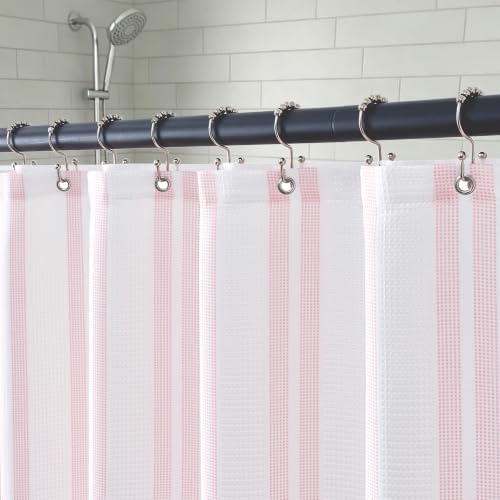 ORTIGIA 3 in 1 Waterproof Shower Curtain PEVA Liner Set 72x84 Inch,Pink