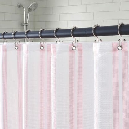 ORTIGIA 3 in 1 Waterproof Shower Curtain PEVA Liner Set 72x84 Inch,Pink