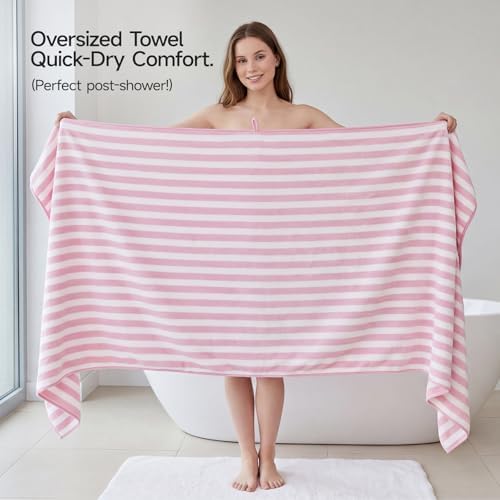 REDKISS Ultra Soft Bath Towel Set 6-Piece 35"x70" | 100% Microfiber, Highly Absorbent | Quick Dry Towels for Bathroom, Spa, Gym | 2 Bath, 2 Hand, 2 Washcloths | Pink