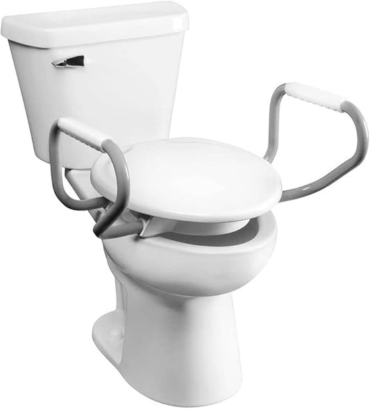 Bemis Assurance 3" Raised Toilet Seat with Handles, Made in USA, Secure Hinges, Clean Shield Guard, Round, White
