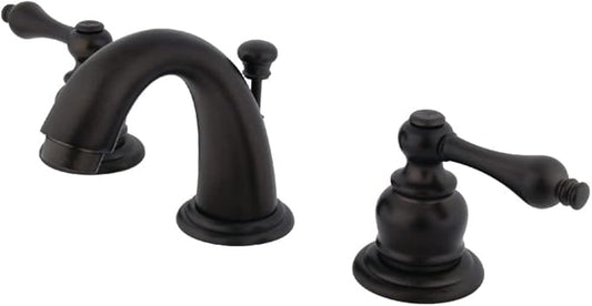 Kingston Brass KB915AL Victorian Mini Widespread Lavatory Faucet with Brass Pop-Up, Oil Rubbed Bronze,4-Inch Adjustable Center