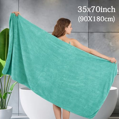 Ycosy 4 Pack Extra Large Microfiber Bath Towels Set,35x70 inches,600GSM,Less Lint Highly Absorbent Super Soft & Quick Dry,Oversized Bath Towels,Perfect for Bathroom Gym Pool,Teal Blue