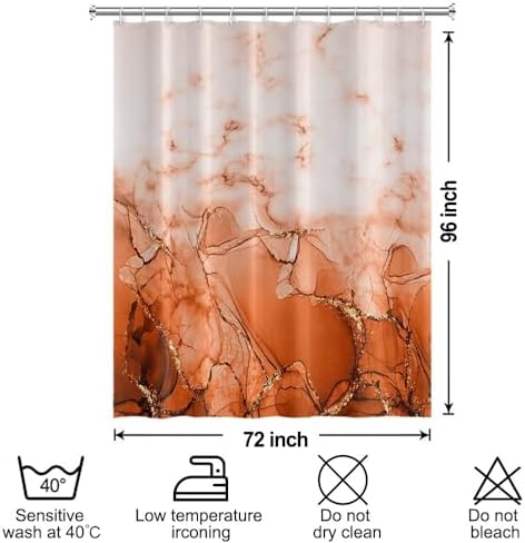 Burnt Orange Extra Long Waterproof Shower Curtain 72x96 inches
