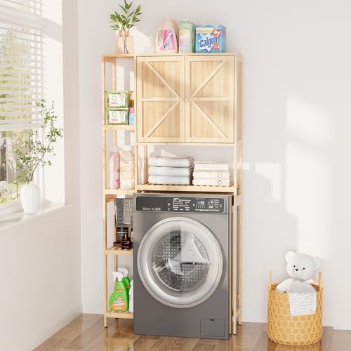 Bamboo Over-the-Toilet Storage Cabinet with Shelves for Small Bathrooms