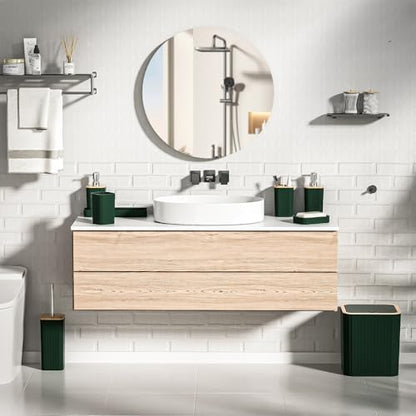 XLHOMO Bathroom Set - Elegant Green Bathroom Set, 10PC Green Bathroom Accessories Set, Bathroom Sets with Toilet Brush, Bathroom Trash Can