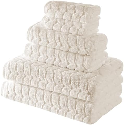 BAGNO MILANO Turkish Cotton Bath Towels, Hand Towels - Soft Plush Jacquard Collection Luxury Towels Set (Cream, Bath Towel Set of 2)