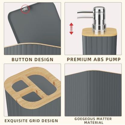 XLHOMO Bathroom Set - Elegant Grey Bathroom Set, 10PC Grey Bathroom Accessories Set, Bathroom Sets with Toilet Brush, Bathroom Trash Can