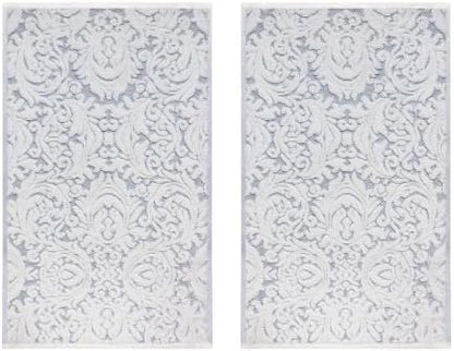 COTTON CRAFT Bath Tub Mat - 2 Pack Sculpted Jacquard Bathroom Mat - Blue
