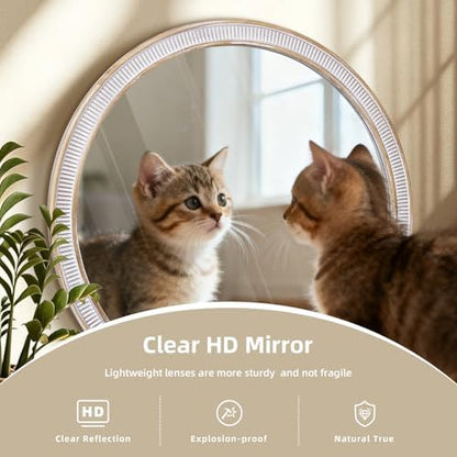 36 Inch Large Round Wood Mirror, Farmhouse Bathroom Mirrors for Wall