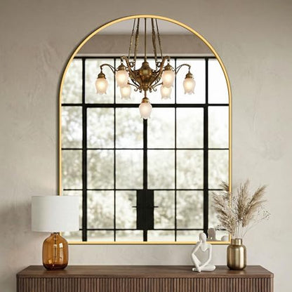 AMOISE Arched Bathroom Mirror for wall, 40"x30" Vanity Mirror, Gold