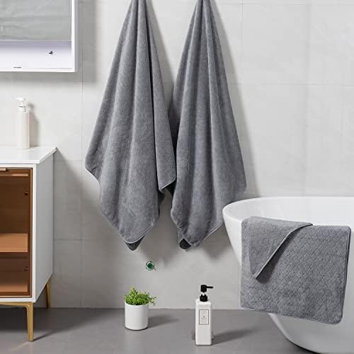 Ycosy 2 Pack Hand Towels Set 16"x31",Grey Towel Set for Bathroom,Quick Dry Thick and Highly Absorbent Hand Towel,Ultra Soft Microfibers Premium Towel Set for Bathroom Hotel,Spa,Gym