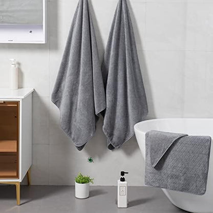 Ycosy 2 Pack Hand Towels Set 16"x31",Grey Towel Set for Bathroom,Quick Dry Thick and Highly Absorbent Hand Towel,Ultra Soft Microfibers Premium Towel Set for Bathroom Hotel,Spa,Gym