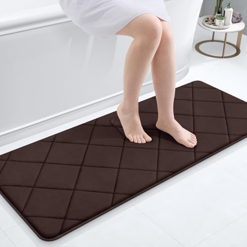 OLANLY Memory Foam Bath Mat 47x20, Ultra Soft and Absorbent Bathroom Rugs