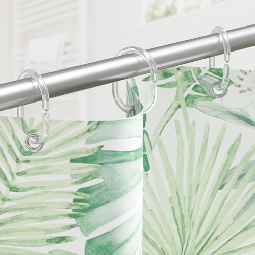 Amazer Plastic Shower Curtain Rings, Shower Curtain Hooks, 12 Pcs C Shaped Shower Hooks for Shower Curtain, Clear Shower Curtain Hooks for Bathroom