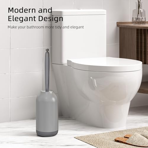 HAMITOR Toilet Bowl Brush Holder Set, Dead Corner S-Shaped Bristle Scrubber