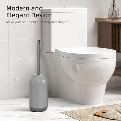 HAMITOR Toilet Bowl Brush Holder Set, Dead Corner S-Shaped Bristle Scrubber