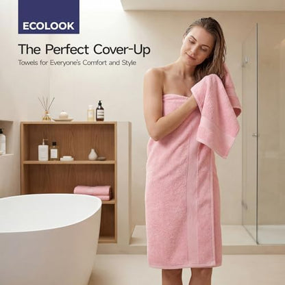 ecolook 2 Pack 100% Cotton Bath Towels, 28 x 55 Inches, Soft