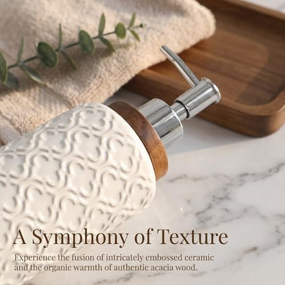 RQYIXI Ceramic Bathroom Accessories Set,White,4 Piece,Embossed Design