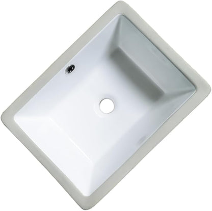 16 Inch Bathroom Vanity SinSmall Undermount Bathroom Sinks Rectangular White Porcelain Vessel Sink Cabinet 15.75" x 11.82" Ceramic Wash Basin Sink With Overflow Tiny Lavamanos Para Baños KINGWONG