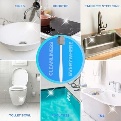 DISIWENE Pumice Cleaning Stone with Handle Toilet Bowl Cleaner Hard Water Ring Remover for Bath/Pool/Kitchen/Household Cleaning (5, 5 Pack with Twist-Off Handle)