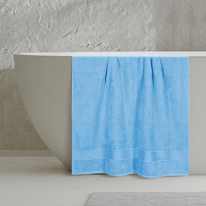 Belizzi Home Cotton 2 Pack Oversized Bath Sheet 35x70, Large Bath Sheet, Ultra Soft, Absorbent, Compact, Eco-Friendly, Recyclable, Quick Drying and Lightweight Towel - Sky Blue