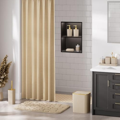 XLHOMO 26PC Bathroom Accessories Set - Gorgeous Beige Bathroom Set, Bathroom Accessory Set, Shower Curtain Set with Bathtub Mats for Shower Tub, Trash Can & Soap Dispenser
