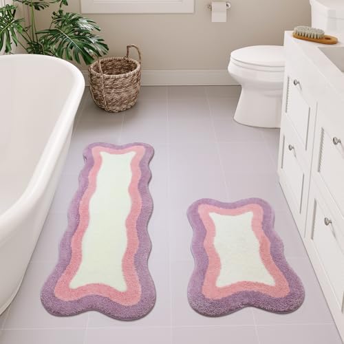 HAOCOO Bathroom Runner Rug, 18x47 inch, Microfiber Luxury Soft Non Slip Washable, Room Decor Aesthetic Long Rug for Indoor Doormat Tub Bedside Decor